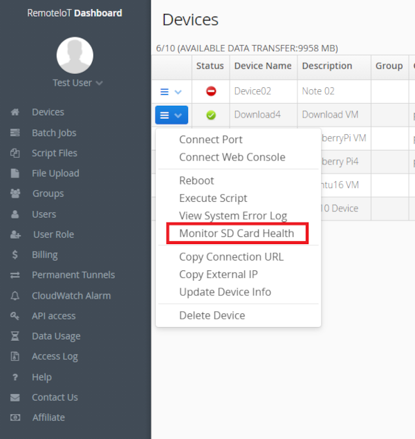 Monitor SD card health